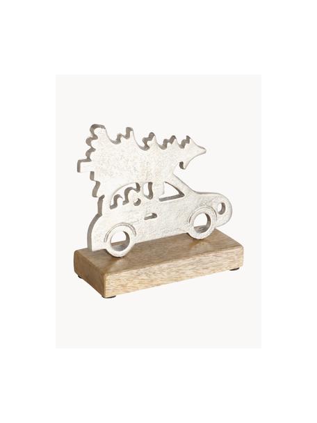 Figura decorativa de metal Driving, Figura: metal recubierto, Plateado, madera, An 15 x Al 15 cm