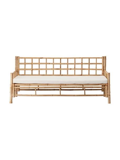Bambusová pohovka s podsedákom Mandisa (3-miestna), Bambusová, krémovobiela, Š 180 x H 70 cm