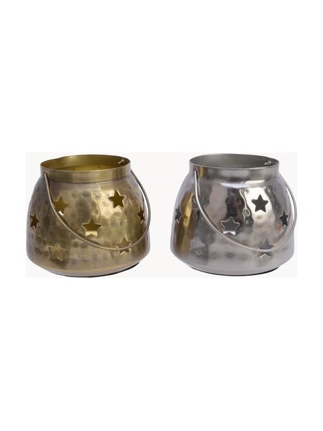 Teelichthalter-Set Gloria, 2-tlg., Metall, Messingfarben, Silberfarben, Ø 10 x H 8 cm