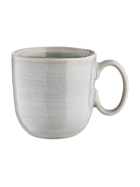 Grandes tasses à thé faites main Manor, 4 pièces, Grès cérame, Gris clair avec bordure beige, Ø 10 x haut. 10 cm, 450 ml