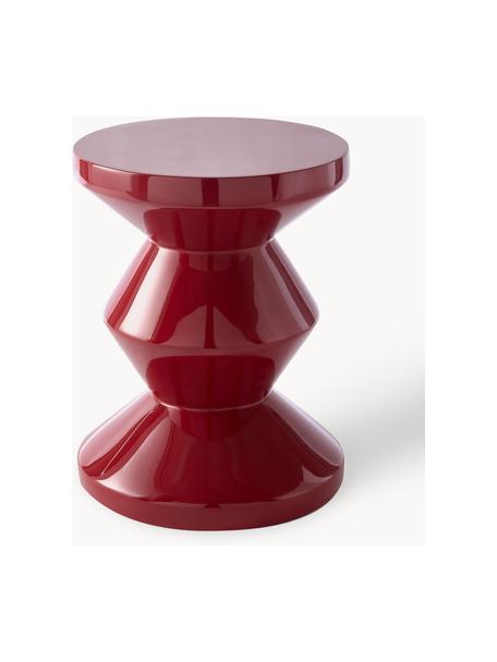 Mesa auxiliar redonda Zig Zag, Plástico pintado, Rojo vino, Ø 36 x Al 46 cm