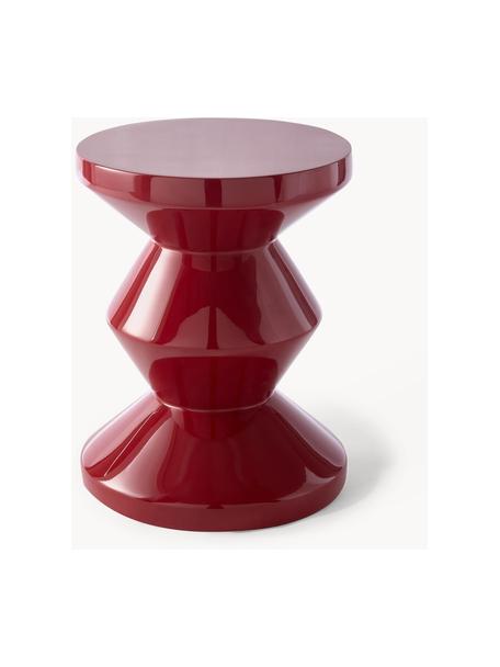 Stolik pomocniczy Zig Zag, Tworzywo sztuczne lakierowane, Bordowy, Ø 36 x W 46 cm