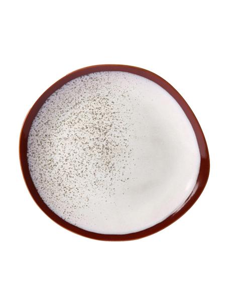Assiettes plates rétro artisanales 70's, 2 pièces, Grès cérame, Rouge, blanc, Ø 29 cm