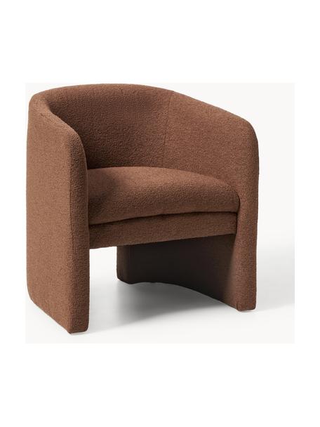 Fauteuil lounge bouclé Mairo, Tissu bouclé brun, larg. 68 x prof. 62 cm