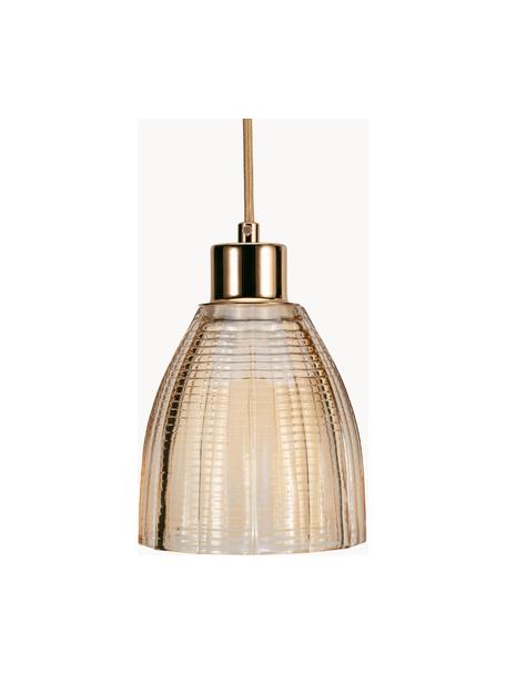 Kleine hanglamp Gleaming Gold van glas, Lampenkap: glas, Decoratie: metaal, Goudkleurig, Ø 13 x H 14 cm