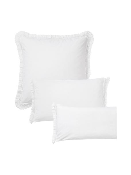 Poszewka na poduszkę z bawełny z frędzlami Abra, Biały, S 40 x D 80 cm