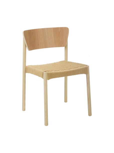 Sillas de madera y ratán Danny, 2 uds., Estructura: madera de haya, Asiento: fibras de ratán, Madera de haya, beige, An 52 x F 51 cm