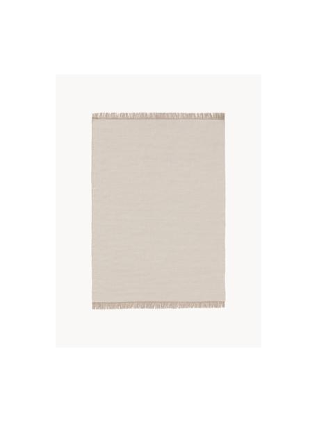 Tapis en laine tissé à la main avec franges Liv, 80 % laine, 20 % coton

Les tapis en laine peuvent perdre des fibres lors des premières semaines et des peluches peuvent se former, ce phénomène est naturel et diminue à mesure de votre usage et du temps, Beige clair, larg. 120 x long. 170 cm (taille S)