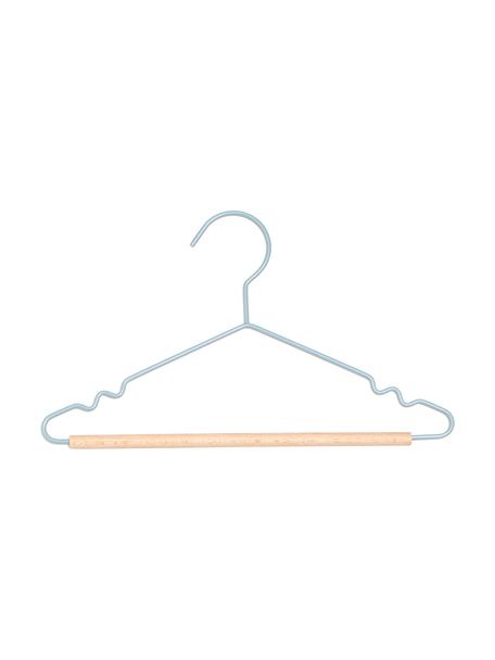 Kleerhanger Kids Top, 10 stuks, Hout, gepoedercoat staal, Lichtblauw, B 31 x H 18 cm