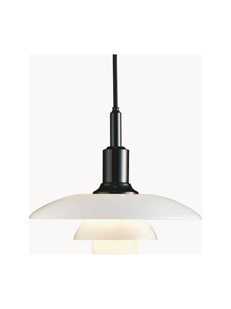 Kleine hanglamp PH 3/2, mondgeblazen, Lampenkap: opaalglas, mondgeblazen, Zwart, wit, Ø 29 x H 24 cm