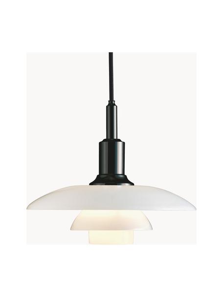 Kleine hanglamp PH 3/2, mondgeblazen, Lampenkap: opaalglas, mondgeblazen, Zwart, wit, Ø 29 x H 24 cm