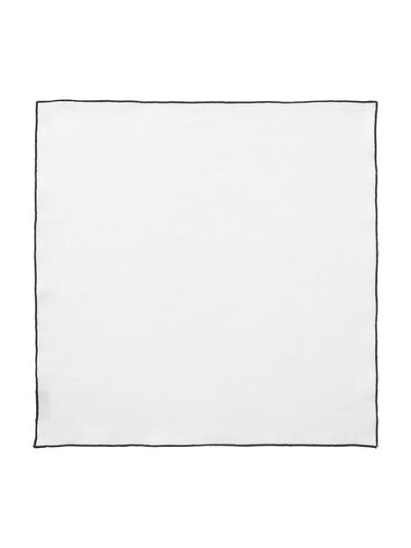 Serwetka z lnu Vilnia, 6 szt., 100% len, Biały, czarny, S 47 x D 47 cm