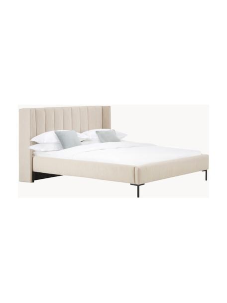 Cama tapizada Dusk, Tapizado: tejido finamente estructu, Estructura: madera de pino maciza con, Patas: metal con pintura en polv, Tejido beige oscuro, An 200 x L 200 cm