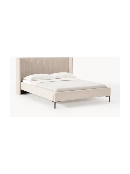 Cama tapizada Dusk, Tapizado: tejido finamente estructu, Estructura: madera de pino maciza con, Patas: metal con pintura en polv, Tejido beige oscuro, An 200 x L 200 cm