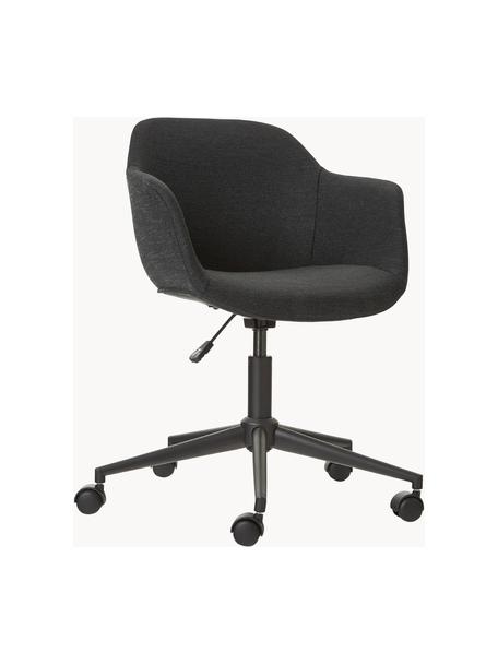 Tapicerowane krzesło biurowe Fiji, Tapicerka: 100% poliester Dzięki tka, Stelaż: metal malowany proszkowo, Czarna tkanina, S 66 x G 66 cm
