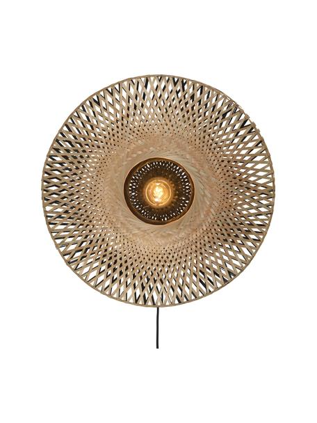 Velké bambusové nástěnné svítidlo se zástrčkou Kalimantan, Bambus, černá, Ø 60 cm, H 15 cm