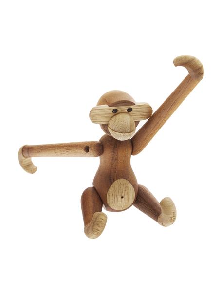 Oggetto decorativo di design in legno di teak Monkey, Legno di teak, legno di tiglio, verniciato, Legno chiaro, legno scuro, Larg. 10 x Alt. 10 cm
