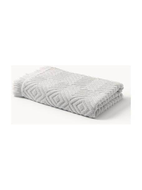 Handdoek Jacqui met hoog-laag patroon, in verschillende formaten, Lichtgrijs, Douchehanddoek, B 70 x L 140 cm