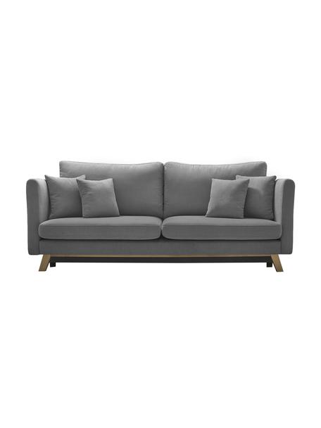 Sofa rozkładana z miejscem do przechowywania Triplo (3-osobowa), Tapicerka: 100% poliester, w dotyku , Nogi: metal lakierowany, Szara tkanina, S 216 x G 105 cm