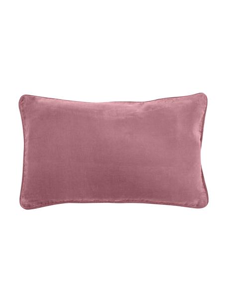 Federa arredo in velluto tinta unita Dana, 100% velluto di cotone, Rosso pastello, Larg. 30 x Lung. 50 cm