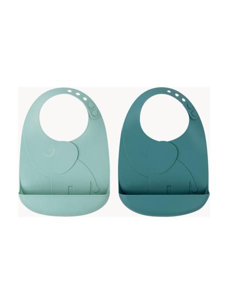 Set 2 bavaglini in silicone Peekaboo, 100% silicone, Petrolio, azzurro, Larg. 19 x Alt. 27 cm