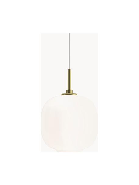 Mondgeblazen hanglamp VL45 Radiohus, verschillende formaten, Lampenkap: opaalglas, mondgeblazen, Wit, messing, Ø 18 x H 25 cm