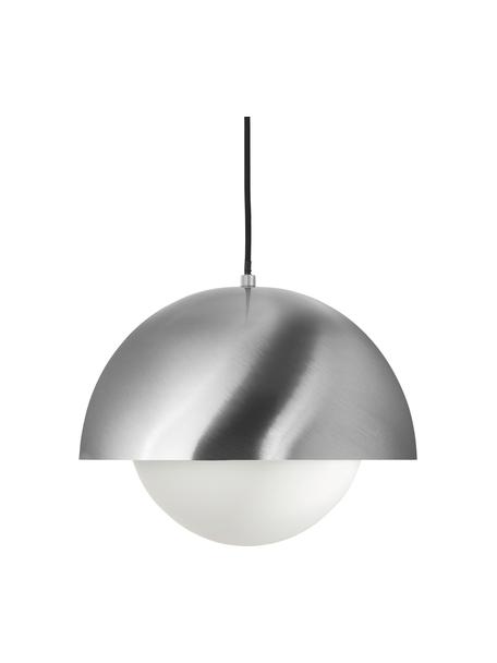 Hanglamp Lucille, Baldakijn: geborsteld metaal, Wit, zilverkleurig, Ø 35 x H 30 cm