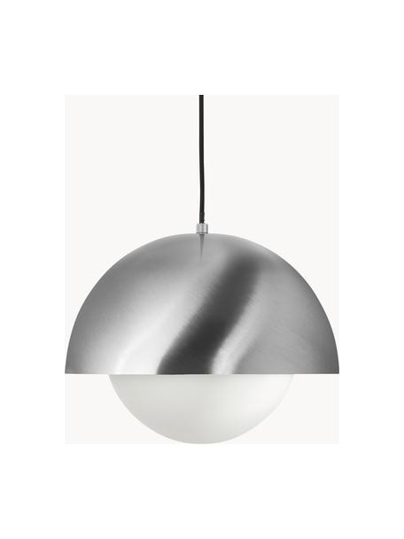 Hanglamp Lucille, Baldakijn: geborsteld metaal, Wit, zilverkleurig, Ø 35 x H 30 cm