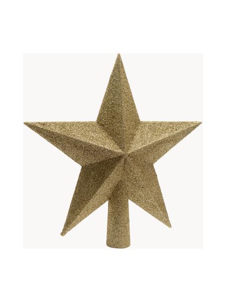Onbreekbare kerstboom topper Morning Star, H 19 cm, Kunststof, glitter, Goudkleurig, H 19 cm