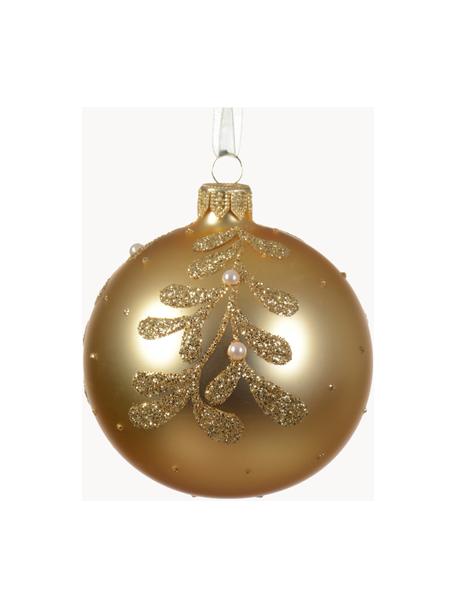 Weihnachtskugeln Pearl, 6 Stück, Glas, Goldfarben, Ø 8 cm