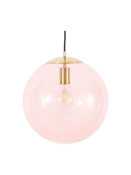Hanglamp Bao van glas, Lampenkap: glas, Baldakijn: gegalvaniseerd metaal, Roze, Ø 35 cm