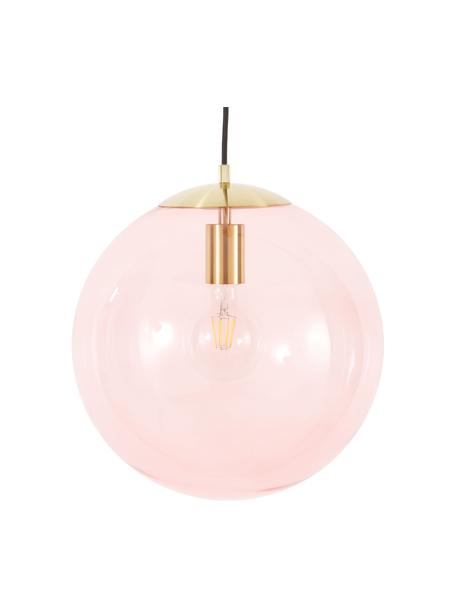 Hanglamp Bao van glas, Lampenkap: glas, Baldakijn: gegalvaniseerd metaal, Roze, Ø 35 cm
