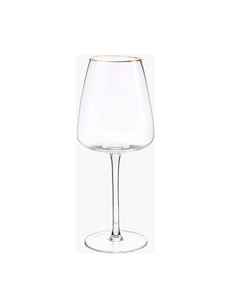 Bicchiere da vino bianco in vetro soffiato con bordo dorato Ellery 4 pz, Vetro, Trasparente con bordo oro, Ø 9 x Alt. 21 cm