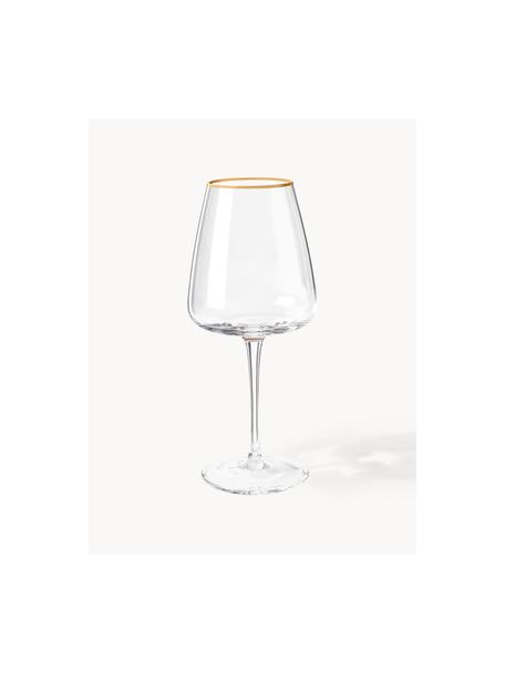 Mundgeblasene Weißweingläser Ellery mit Goldrand, 4 Stück, Glas, Transparent mit Goldrand, Ø 9 x H 21 cm, 400 ml