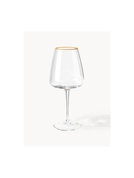 Mundgeblasene Weissweingläser Ellery, 4 Stück, Glas, Transparent mit Goldrand, Ø 9 x H 21 cm, 400 ml