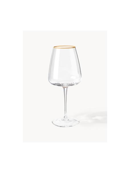 Mundgeblasene Weißweingläser Ellery, 4 Stück, Glas, Transparent mit Goldrand, Ø 9 x H 21 cm, 400 ml