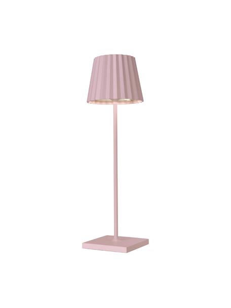 Mobiele dimbare LED tafellamp Trellia in roze, Lampenkap: gecoat aluminium, Lampvoet: gecoat aluminium, Roze, zwart, Ø 12 x H 38 cm