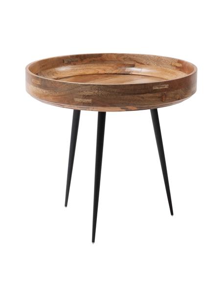 Tavolino in legno di mango Bowl, Gambe: acciaio verniciato a polv, Legno di mango laccato trasparente, Ø 40 x Alt. 38 cm