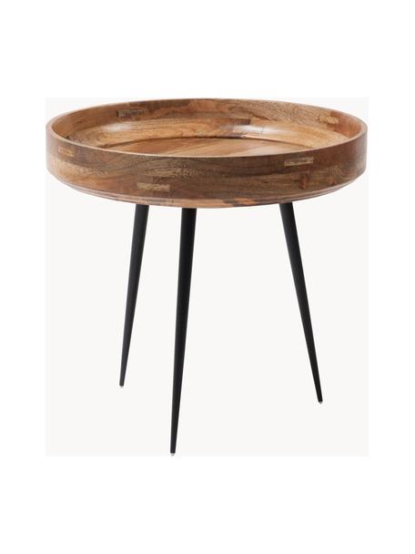 Mesa auxiliar pequeña Bowl Table, Tablero: madera de mango, lacada t, Patas: acero, pintura en polvo, Madera de mango, negro, Ø 40 x Al 38 cm