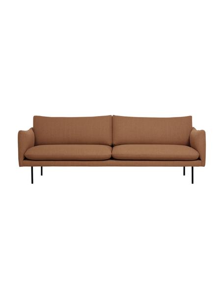 Sofa z metalowymi nogami Moby (3-osobowa), Tapicerka: poliester Dzięki tkaninie, Stelaż: lite drewno sosnowe z cer, Nogi: metal malowany proszkowo, Nugatowa tkanina, S 220 x G 95 cm