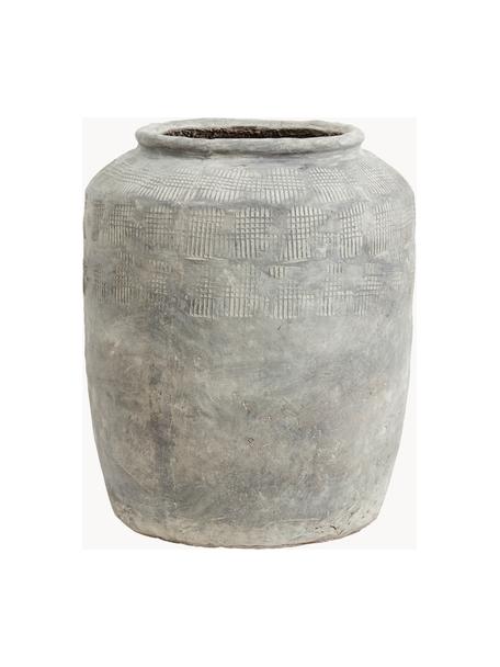 Cache-pot artisanal Cema, 80 % ciment, 20 % plastique, Gris clair, Ø 45 x haut. 56 cm