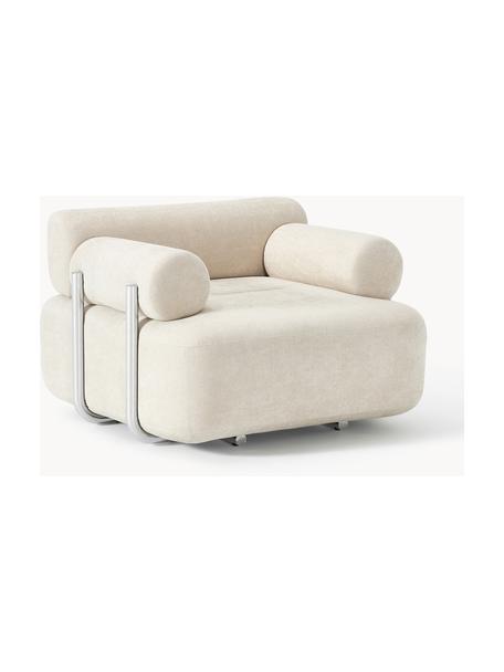 Fauteuil lounge Stella, Tissu blanc cassé, larg. 111 x prof. 100 cm