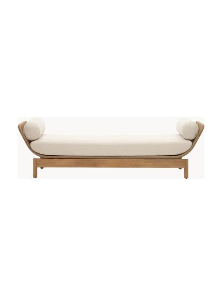 Ogrodowa sofa wypoczynkowa Catalina (3-osobowa), Tapicerka: 100% poliester, Stelaż: drewno akacjowe, Kremowobiała tkanina, drewno akacjowe, S 208 x G 70 cm