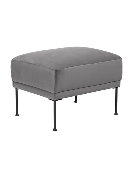 Reposapiés puf de terciopelo Fluente, Tapizado: terciopelo (poliéster de , Estructura: madera de pino maciza, Patas: metal con pintura en polv, Terciopelo gris claro, An 62 x Al 46 cm