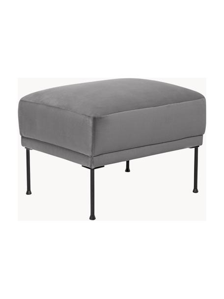 Puf z aksamitu Fluente, Tapicerka: aksamit (wysokiej jakości, Stelaż: lite drewno sosnowe z cer, Nogi: metal malowany proszkowo, Szary aksamit, S 62 x G 50 cm
