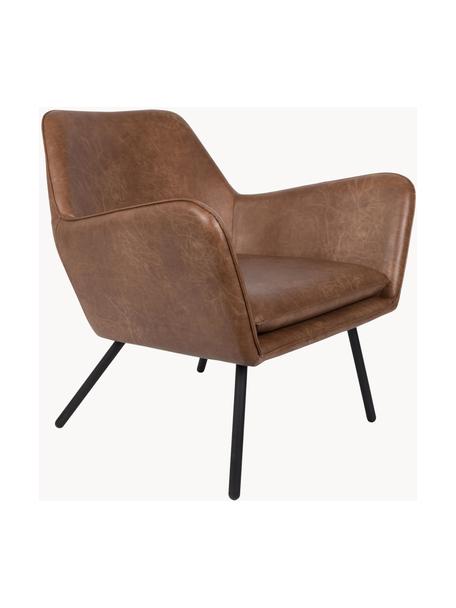 Fauteuil lounge en cuir synthétique Bon, Cuir synthétique brun, noir, larg. 80 x prof. 76 cm