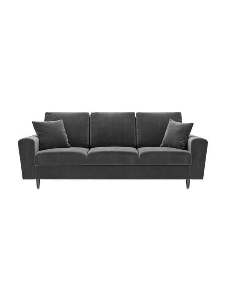 Sametová rozkládací pohovka s úložným prostorem Moghan (3místná), Světle šedá, černá, Š 235 cm, H 100 cm