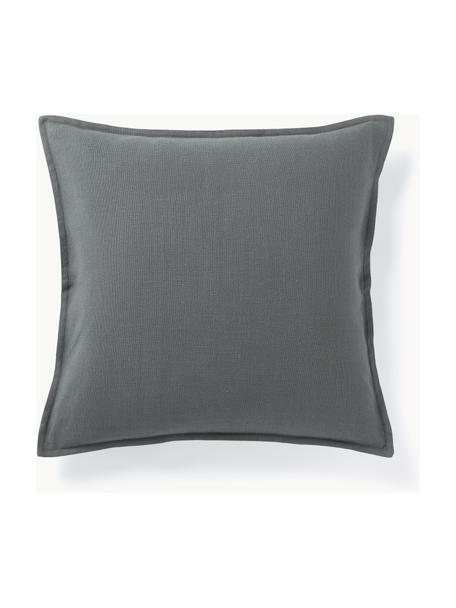 Housse de coussin 50s50 en coton Vicky, 100 % coton bio, Gris foncé, larg. 50 x long. 50 cm