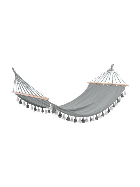 Hamac à houppes Beach, 65 % coton, 35 % polyester, Gris, larg. 100 x long. 200 cm