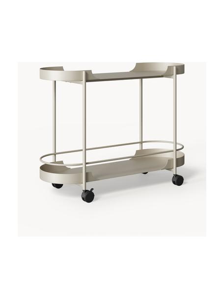 Carrello di servizio in metallo Taru, Struttura: metallo verniciato a polv, Ruote: plastica, Beige chiaro opaco, nero, Larg. 79 x Alt. 65 cm